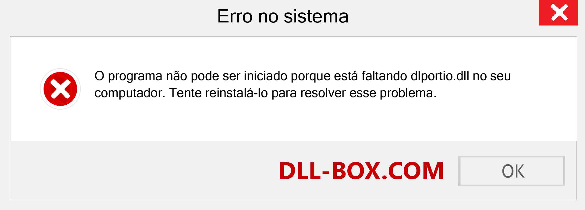 Arquivo dlportio.dll ausente ?. Download para Windows 7, 8, 10 - Correção de erro ausente dlportio dll no Windows, fotos, imagens